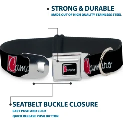 1972 CAMARO Script Emblem Full Color Black Silver Reds Seatbelt Buckle Collar - 1972 CAMARO Script Emblem Black/Silver/Reds