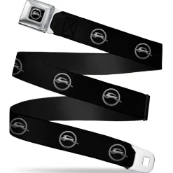 1962 Chevrolet Impala Deer Emblem Full Color Black Silver Seatbelt Belt - 1962 Chevrolet Impala Deer Emblem Black/Silver Webbing