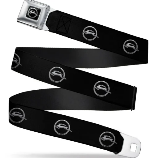 1962 Chevrolet Impala Deer Emblem Full Color Black Silver Seatbelt Belt - 1962 Chevrolet Impala Deer Emblem Black/Silver Webbing