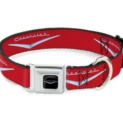 1955-57 CHEVROLET V Emblem Full Color Black Silver Seatbelt Buckle Collar - 1955-57 CHEVROLET V Emblem Red/Silver