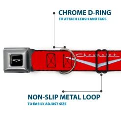 1955-57 CHEVROLET V Emblem Full Color Black Silver Seatbelt Buckle Collar - 1955-57 CHEVROLET V Emblem Red/Silver