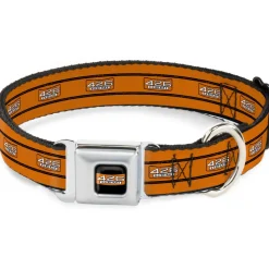 426 HEMI Badge Black/White/Orange Seatbelt Buckle Collar - 426 HEMI Badge/Stripes Weathered Orange/Black/White