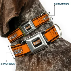 426 HEMI Badge Black/White/Orange Seatbelt Buckle Collar - 426 HEMI Badge/Stripes Weathered Orange/Black/White