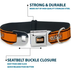 426 HEMI Badge Black/White/Orange Seatbelt Buckle Collar - 426 HEMI Badge/Stripes Weathered Orange/Black/White