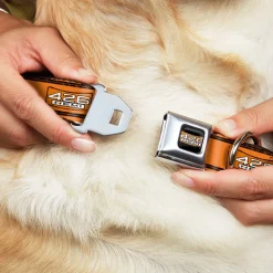 426 HEMI Badge Black/White/Orange Seatbelt Buckle Collar - 426 HEMI Badge/Stripes Weathered Orange/Black/White