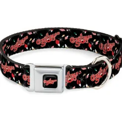 A CHRISTMAS STORY Wreath Logo Full Color Black/Red Seatbelt Buckle Collar - A CHRISTMAS STORY Title Logo and Lights Black/Reds