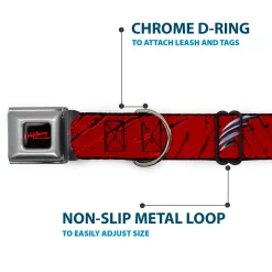 A NIGHTMARE ON ELM STREET Full Color Black/Blood Splatter Reds Seatbelt Buckle Collar - A NIGHTMARE ON ELM STREET/Freddy's Hand Scratching Reds/Black/Gray