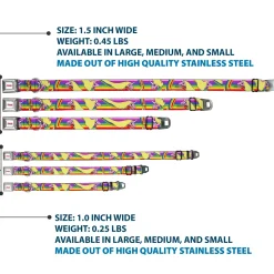 ADVENTURE TIME Title Logo Full Color White Seatbelt Buckle Collar - Adventure Time Lady Raincorn Poses Stripe Rainbow