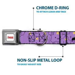 ADVENTURE TIME Title Logo Full Color White Seatbelt Buckle Collar - Adventure Time Lumpy Space Princess Expressions Stacked Lavender