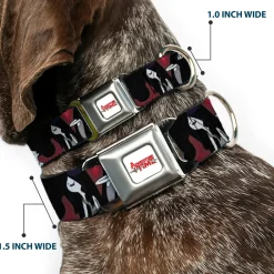 ADVENTURE TIME Title Logo Full Color White Seatbelt Buckle Collar - Adventure Time Marceline Poses Collage Reds