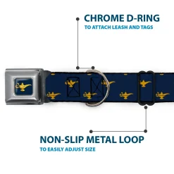 Aladdin 2019 Magic Lamp Full Color Navy/Golds Seatbelt Buckle Collar - Aladdin Genie Lamp Monogram Navy/Gold