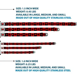 Alice in Wonderland Heart Full Color Black/Red Seatbelt Buckle Collar - Alice in Wonderland Card Suits Red/Black