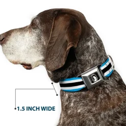 Alice Silhouette Cameo Pose Black White Seatbelt Buckle Collar - Alice in Wonderland Stripe/Bow Silhouette Blue/Black/White