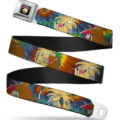 Angry Beavers Logo Full Color Black Seatbelt Belt - Daggett & Norbert Poses2 Tie Dye Webbing