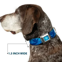 Ariel Daydreaming Full Color Blues Seatbelt Buckle Collar - Ariel Silhouette Poses/Castle Blues