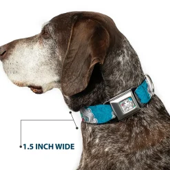 Ariel Sketch2 Pose Full Color Blue Seatbelt Buckle Collar - Ariel Poses/Shells Sketch Blue/White