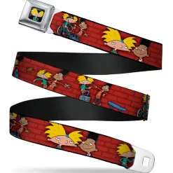 Arnold Pose Full Color Black Seatbelt Belt - Arnold & Gerald Poses Brick Wall Webbing