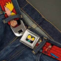 Arnold Pose Full Color Black Seatbelt Belt - Arnold & Gerald Poses Brick Wall Webbing