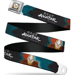 Avatar the Last Airbender Aang Face Close-Up Full Color Seatbelt Belt - AVATAR THE LAST AIRBENDER Aang Pose and Title Logo Blues/White Webbing