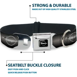 Barracuda Emblem Full Color Black/Silver Seatbelt Buckle Collar - Barracuda Emblem Repeat Gray Fade/Silver