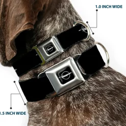 Barracuda Emblem Full Color Black/Silver Seatbelt Buckle Collar - Barracuda Emblem Repeat Black/Silver