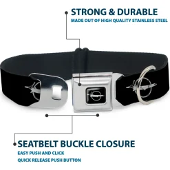 Barracuda Emblem Full Color Black/Silver Seatbelt Buckle Collar - Barracuda Emblem Repeat Black/Silver