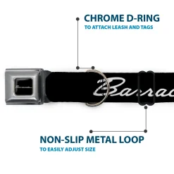 BARRACUDA Script Logo Full Color Black/White Seatbelt Buckle Collar - BARRACUDA Script Logo Black/Silver