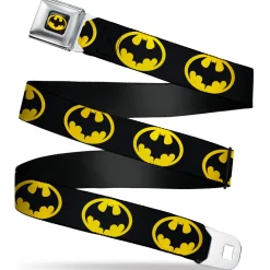 Batman 1989 Logo Full Color Black/Yellow Seatbelt Belt - Batman 1989 Logo Black/Yellow Webbing