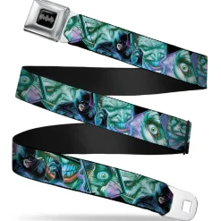 Batman Black Silver Seatbelt Belt - The New 52 Detective Comics Issue #16 Batman Screaming & Joker Expressions Cover Pose Webbing