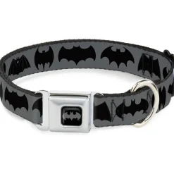 Batman Black/Silver Seatbelt Buckle Collar - Bat Logo Transitions Gray/Black