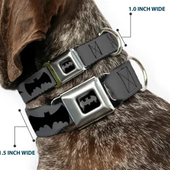 Batman Black/Silver Seatbelt Buckle Collar - Bat Logo Transitions Gray/Black