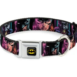 Batman Black/Yellow Seatbelt Buckle Collar - Batman Batgirl and Joker Comic Book Cover Face Close-Ups Black