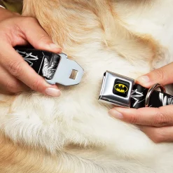 Batman Black/Yellow Seatbelt Buckle Collar - THE JOKER Smiling Eyes Sketch Close-Up Black/White