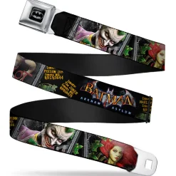 Batman Full Color Black Silver Black Seatbelt Belt - BATMAN ARKHAM ASYLUM Patients Joker/Poison Ivy/Harley Quinn Webbing