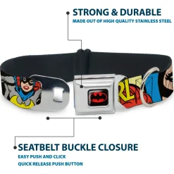 Batman Full Color Black Yellow Seatbelt Buckle Collar - BATGIRL in Action w/Face CLOSE-UP