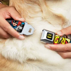 Batman Full Color Black Yellow Seatbelt Buckle Collar - BATGIRL in Action w/Face CLOSE-UP