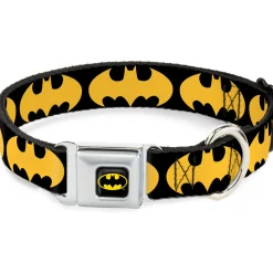 Batman Full Color Black Yellow Seatbelt Buckle Collar - Bat Signal-1 Black/Yellow