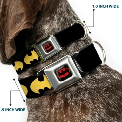 Batman Full Color Black Yellow Seatbelt Buckle Collar - Bat Signal-1 Black/Yellow
