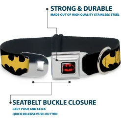 Batman Full Color Black Yellow Seatbelt Buckle Collar - Bat Signal-1 Black/Yellow