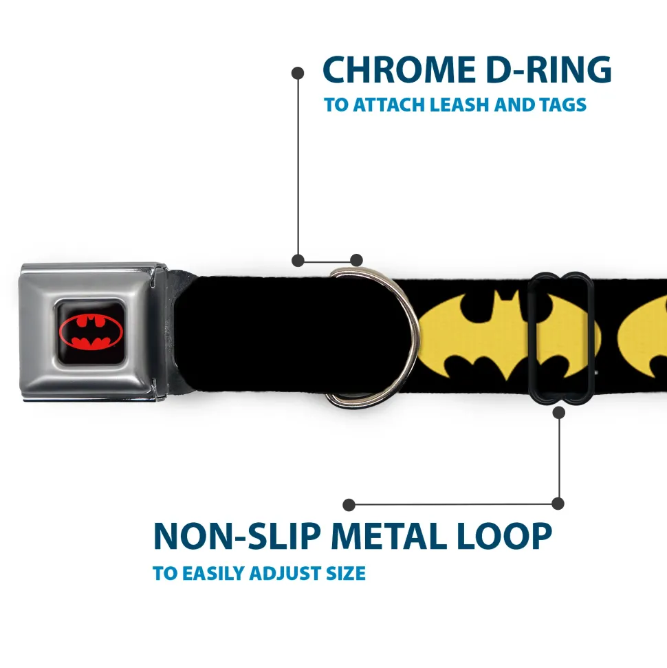 Batman Full Color Black Yellow Seatbelt Buckle Collar - Bat Signal-1 Black/Yellow