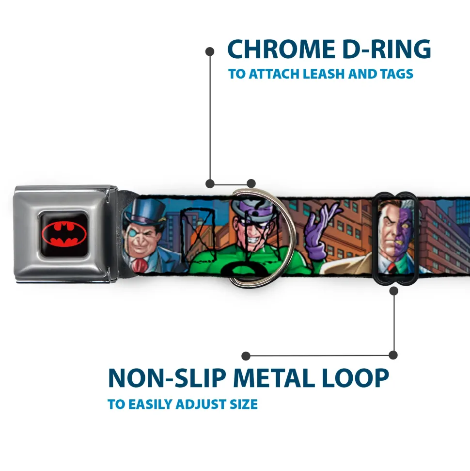 Batman Full Color Black Yellow Seatbelt Buckle Collar - BATMAN & Villains2/Cityscape