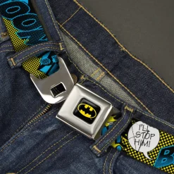 Batman Full Color Black Yellow Seatbelt Belt - Batman Scene1 Webbing