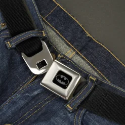 Batman Full Color Black/Silver/Black Seatbelt Belt - Black Webbing