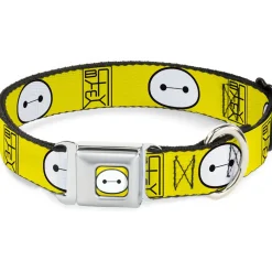 Baymax Face Full Color Yellow Black White Seatbelt Buckle Collar - BAYMAX Hanko/Face Yellow/Black/White