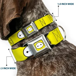 Baymax Face Full Color Yellow Black White Seatbelt Buckle Collar - BAYMAX Hanko/Face Yellow/Black/White