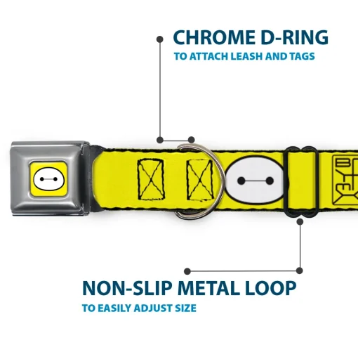 Baymax Face Full Color Yellow Black White Seatbelt Buckle Collar - BAYMAX Hanko/Face Yellow/Black/White
