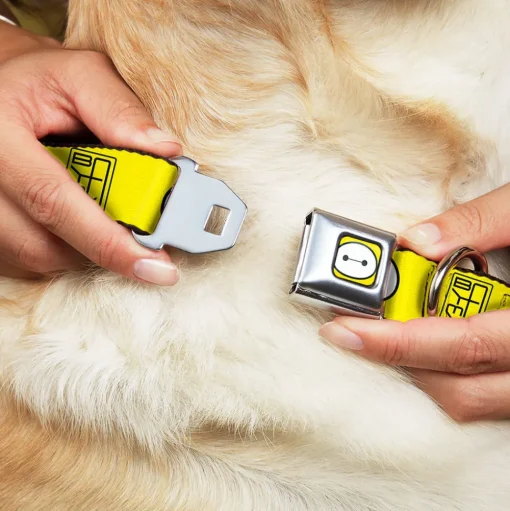 Baymax Face Full Color Yellow Black White Seatbelt Buckle Collar - BAYMAX Hanko/Face Yellow/Black/White