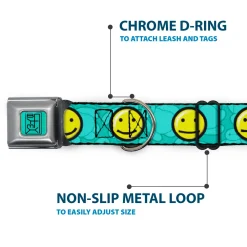 BAYMAX Hanko Full Color Turquoise Black Seatbelt Buckle Collar - Baymax/Mood Expressions/Baymax Scattered Turquoise