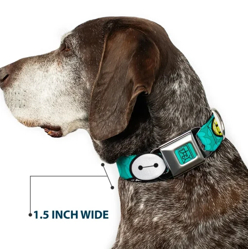 BAYMAX Hanko Full Color Turquoise Black Seatbelt Buckle Collar - Baymax/Mood Expressions/Baymax Scattered Turquoise
