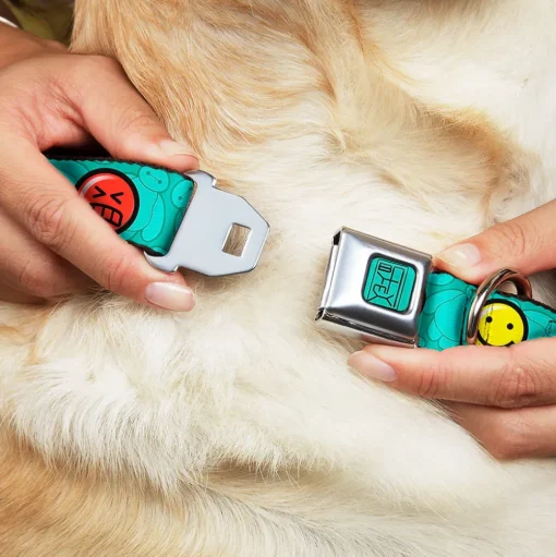 BAYMAX Hanko Full Color Turquoise Black Seatbelt Buckle Collar - Baymax/Mood Expressions/Baymax Scattered Turquoise